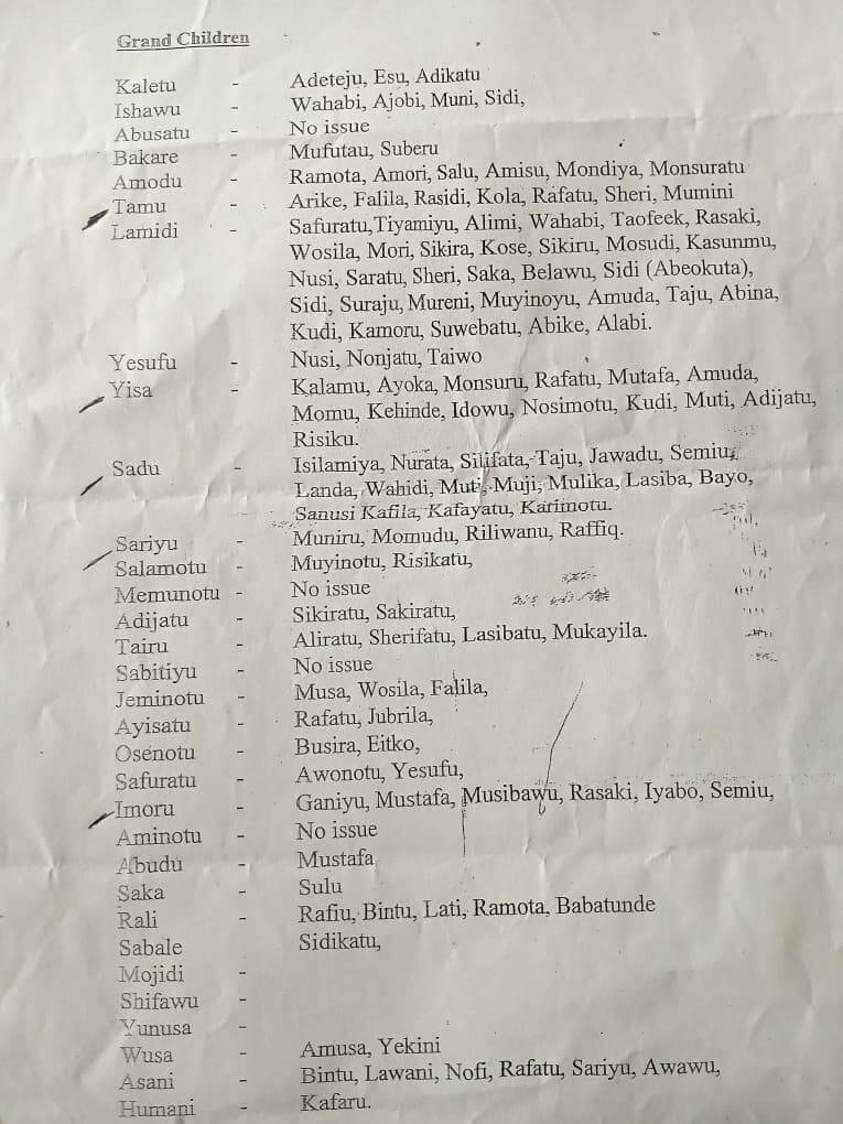 Grand Children List